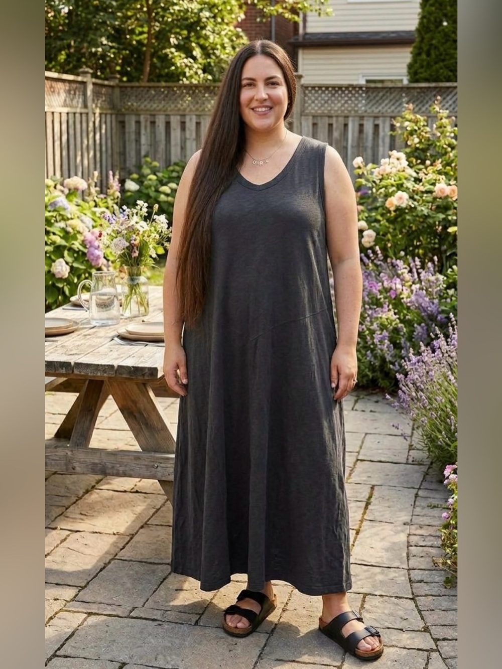New Soft Surroundings Black Sleeveless Minimalist Lounge Plus Size 2X Midi Dress